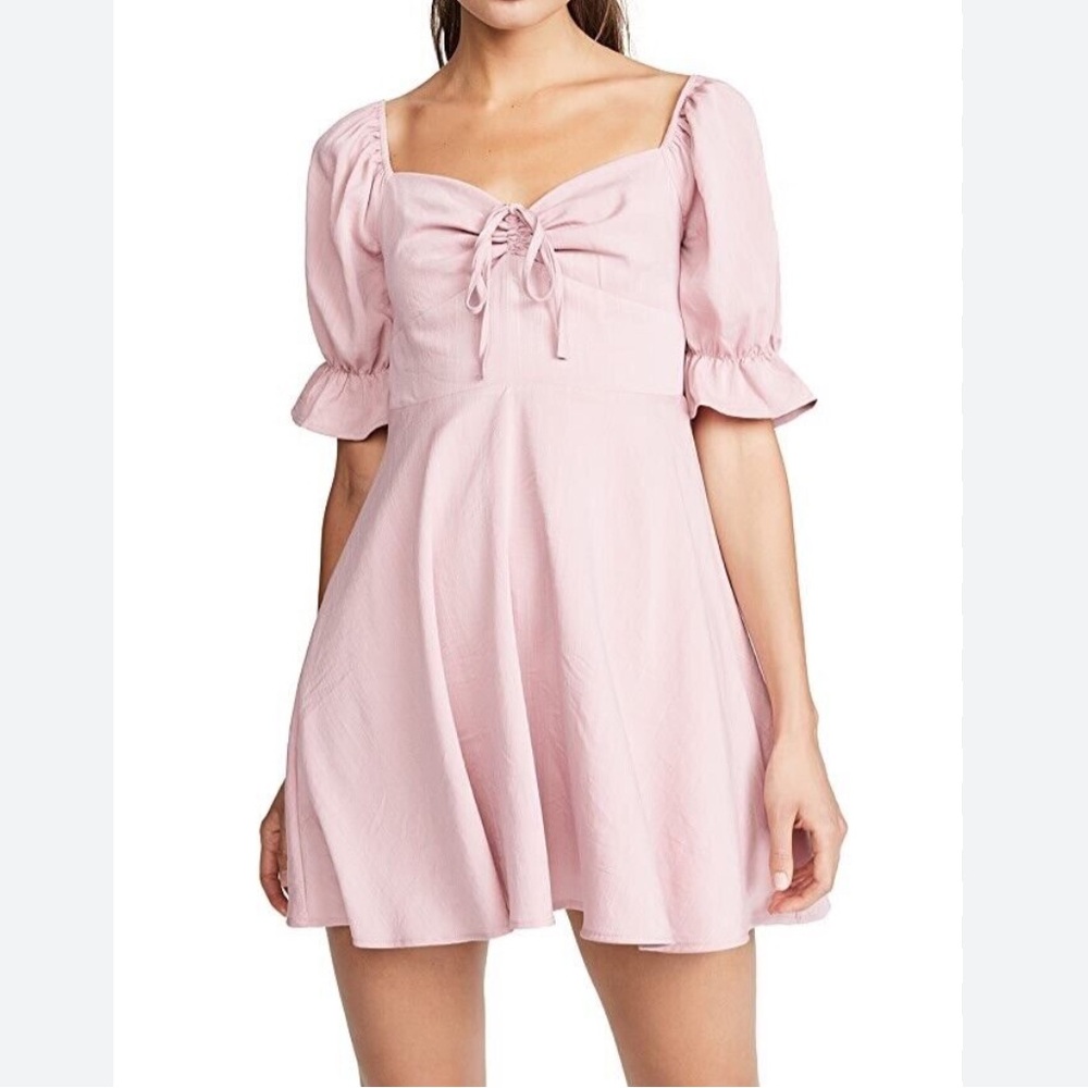 re:named Apparel Mini Dress Mauve/Pink Puff Sleeve size Medium